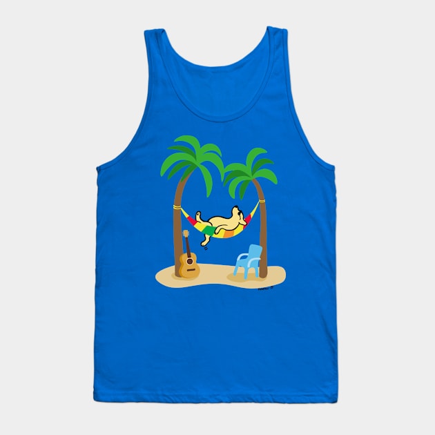 Cute Yellow Labrador Under Palm Trees Tank Top by HappyLabradors